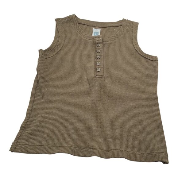 Carters Toddler Girls Muscle Tank Top Size 4T Green Waffle Knit Button Front - Picture 1 of 7